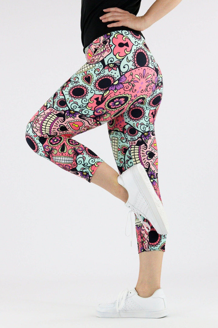 Calavera Skull - Casual Capri Leggings Casual Capri Leggings Pawlie   