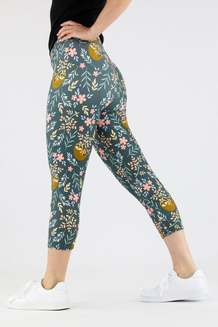 Sloth Petals - Casual Capri Leggings Casual Capri Leggings Pawlie   
