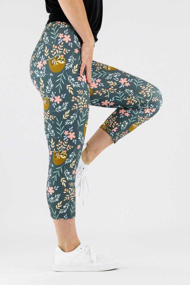 Sloth Petals - Casual Capri Leggings Casual Capri Leggings Pawlie   