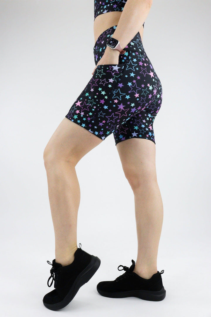 Neon Stars - Dynamic Active - Pocket Mid Shorts - Silicone Active Shorts Pawlie   