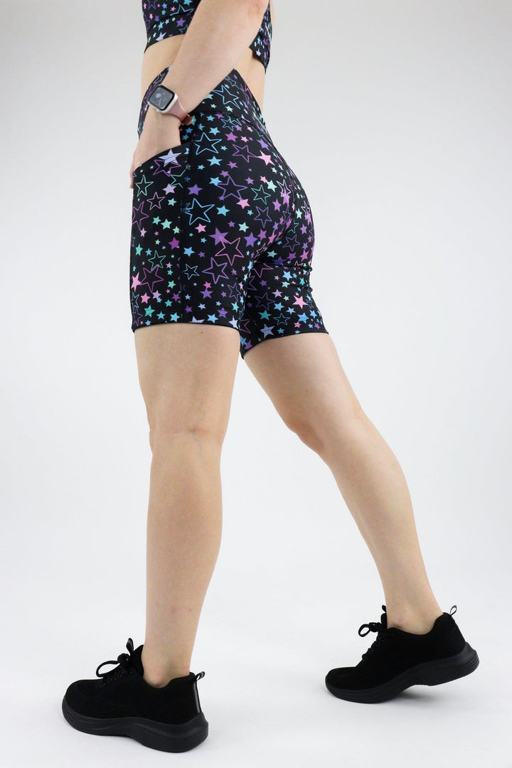 Neon Stars - Dynamic Active - Pocket Mid Shorts - Silicone Active Shorts Pawlie   