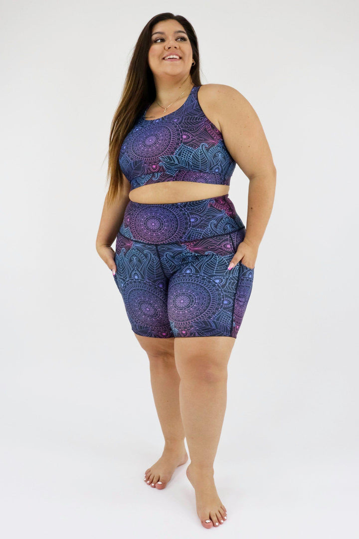 Holographic Mandala - Dynamic Active - Pocket Mid Shorts - Silicone Active Shorts Pawlie   