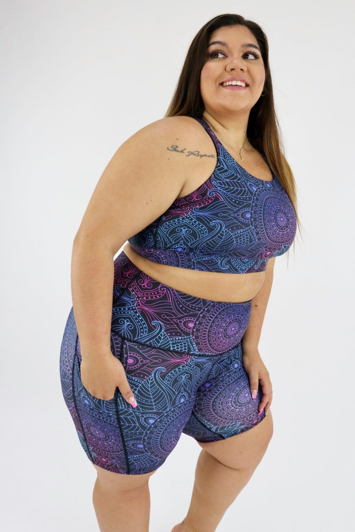 Holographic Mandala - Dynamic Active - Pocket Mid Shorts - Silicone Active Shorts Pawlie   