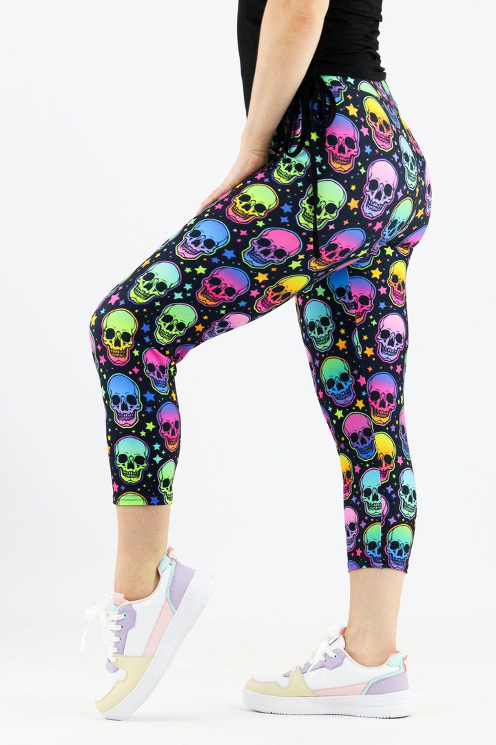 Skull Super Star - Casual Capri Leggings Casual Capri Leggings Pawlie   