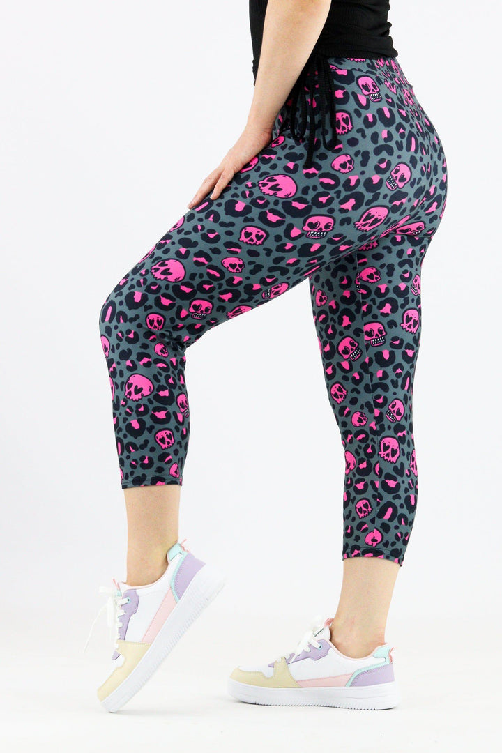Skull Leopard - Casual Capri Leggings Casual Capri Leggings Pawlie   