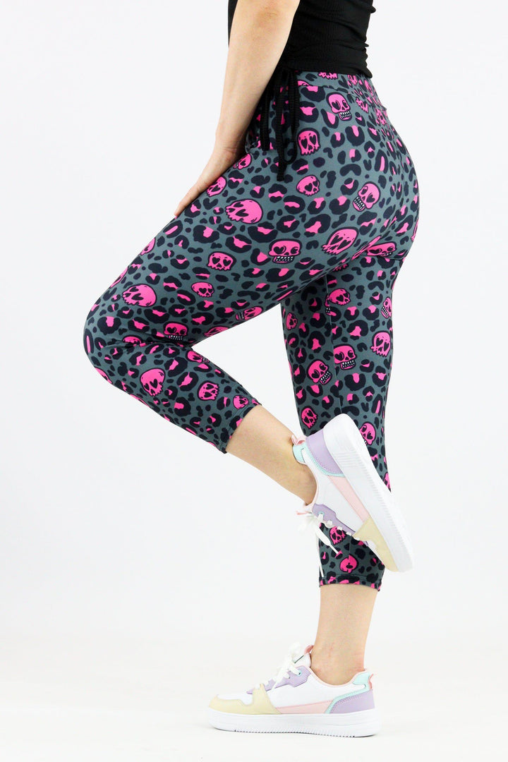Skull Leopard - Casual Capri Leggings Casual Capri Leggings Pawlie   