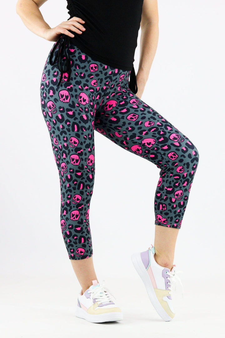 Skull Leopard - Casual Capri Leggings Casual Capri Leggings Pawlie   