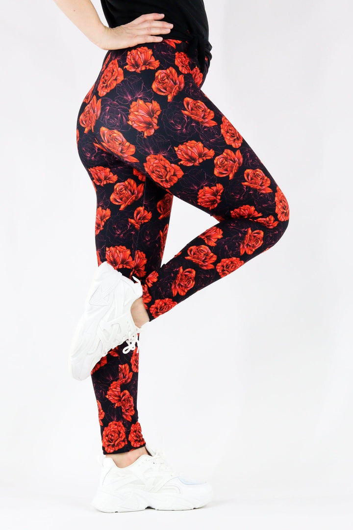 Red Red Rose - Casual - Long Full Leggings Casual Full Leggings Pawlie   