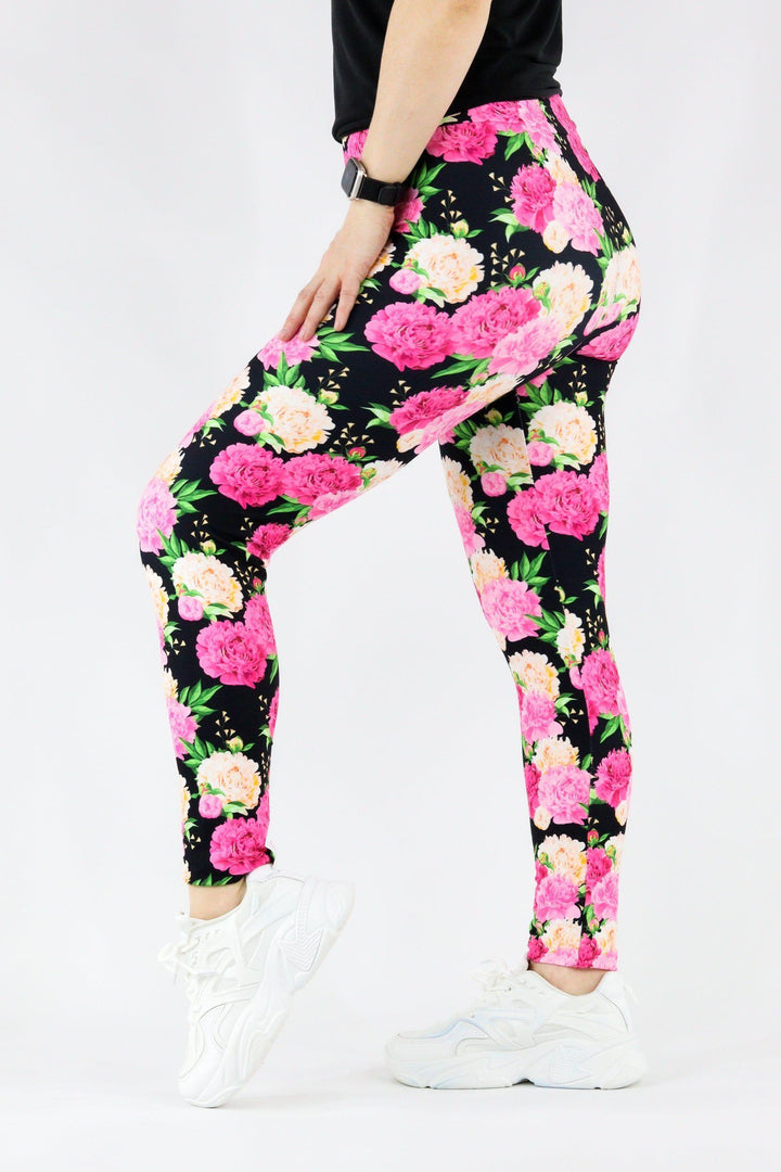 Pretty Peonies - Casual Full Leggings Casual Full Leggings Pawlie   