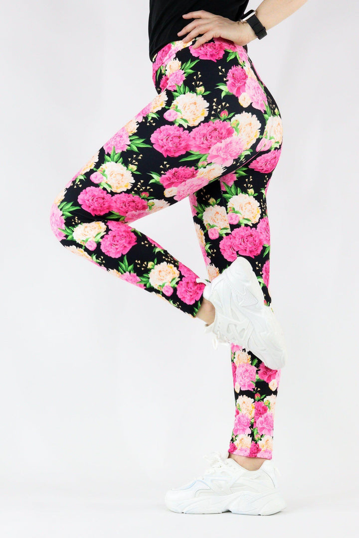 Pretty Peonies - Casual Full Leggings Casual Full Leggings Pawlie   