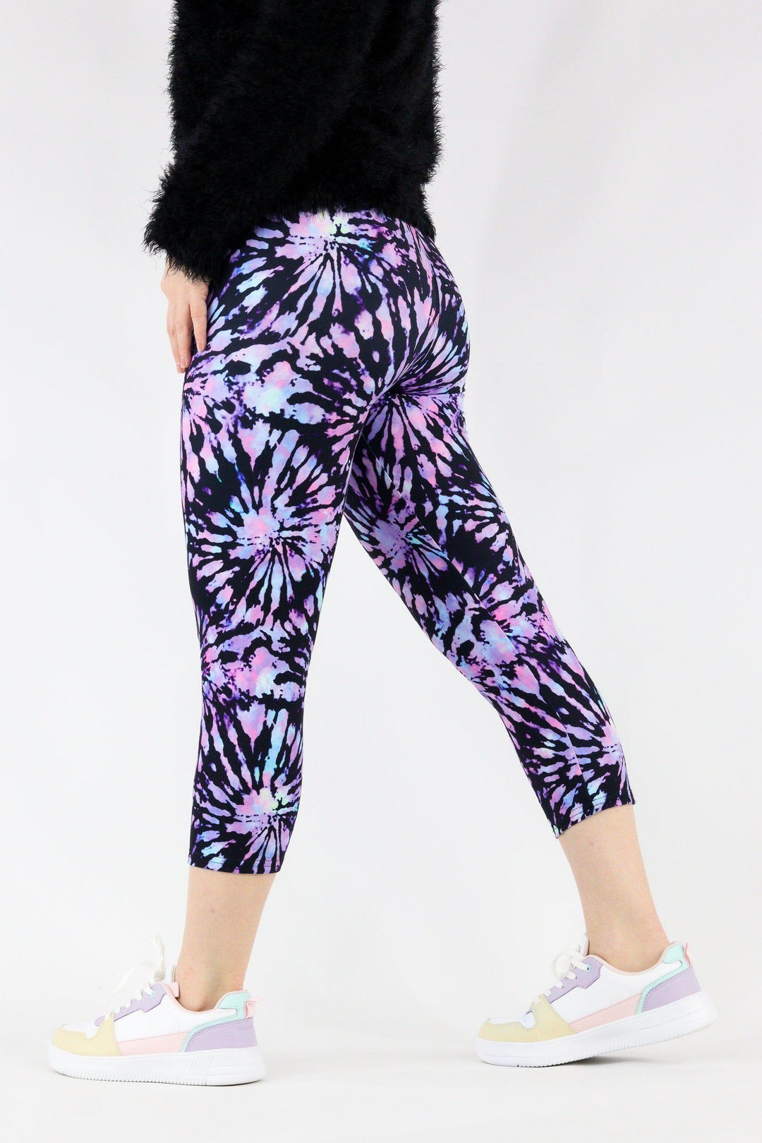 Iridescent Purple Tie Dye - Casual Capri Leggings Casual Capri Leggings Pawlie   