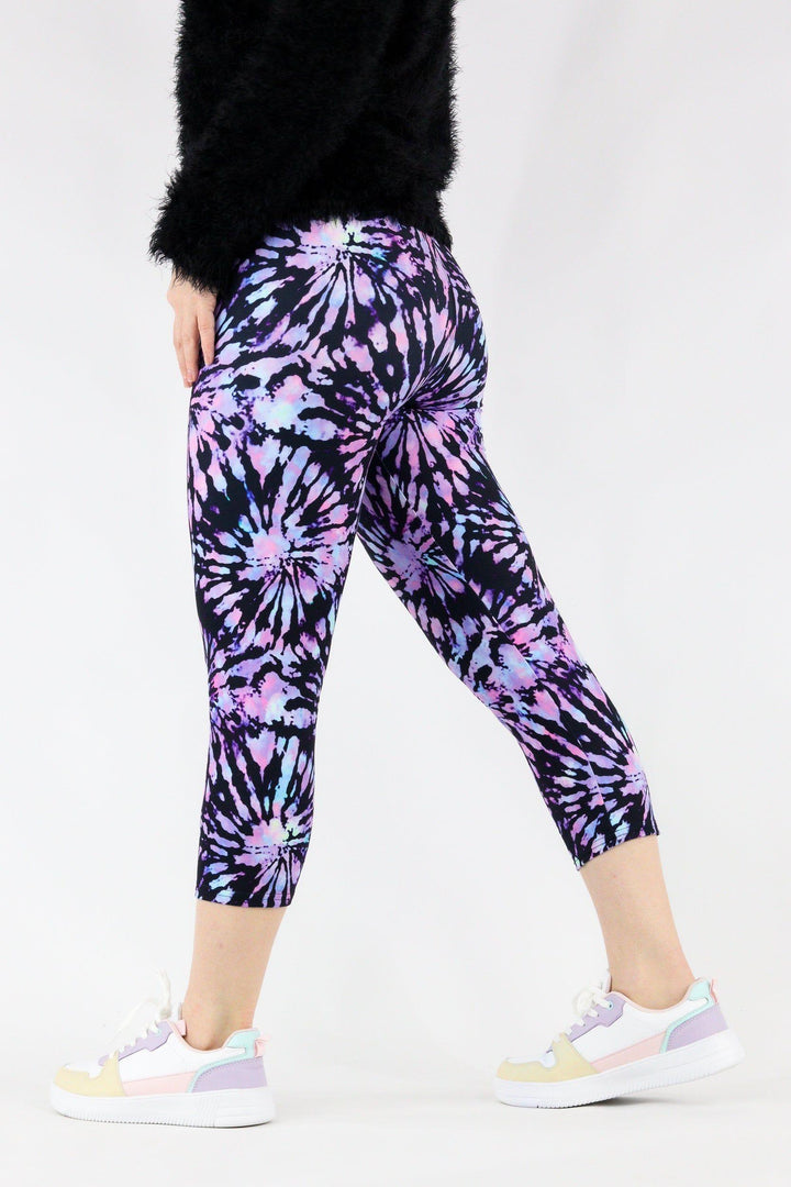 Iridescent Purple Tie Dye - Casual Capri Leggings Casual Capri Leggings Pawlie   
