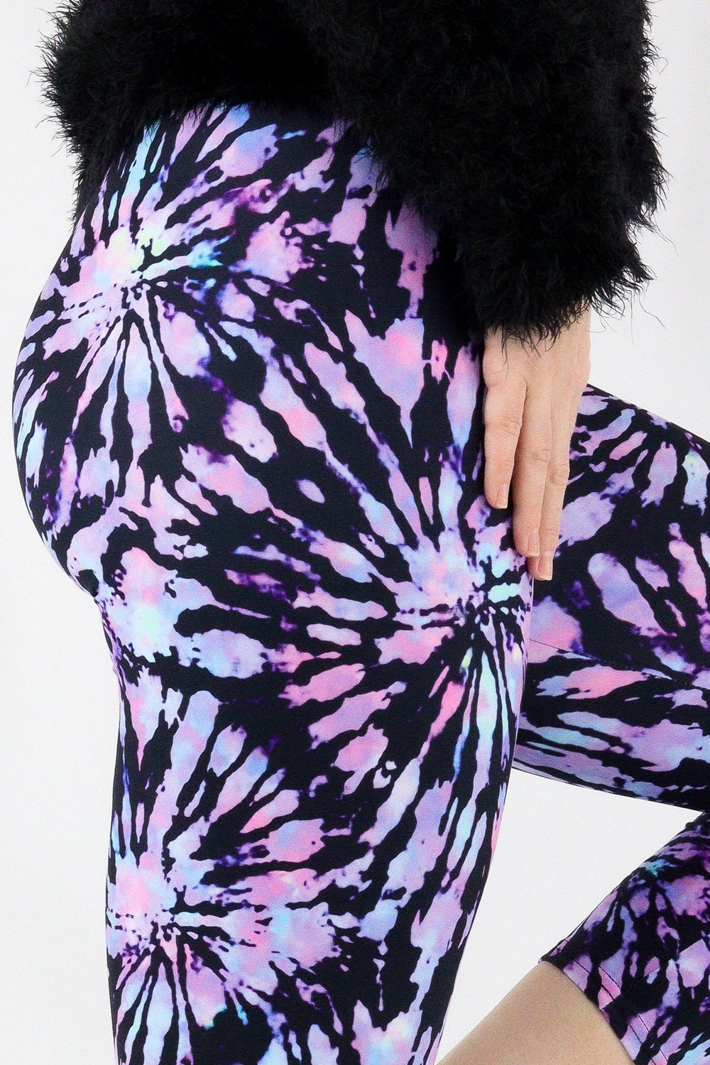 Iridescent Purple Tie Dye - Casual Capri Leggings Casual Capri Leggings Pawlie   