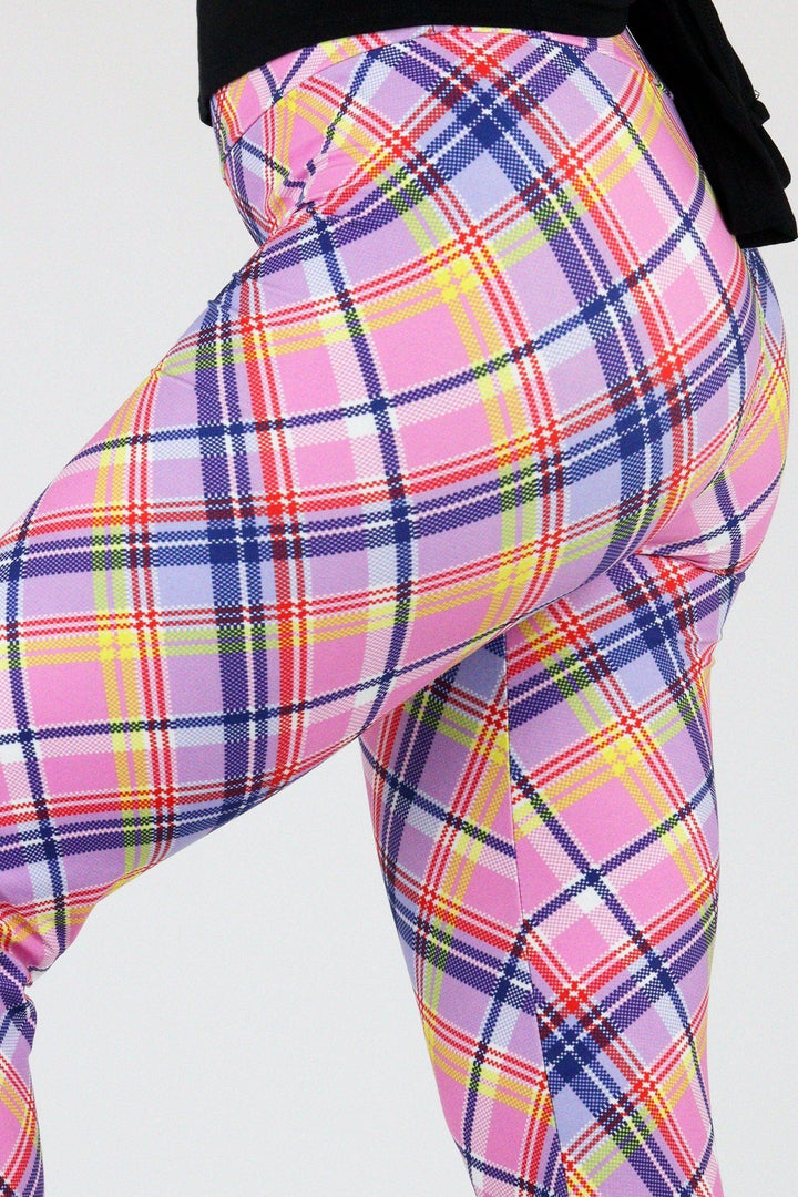 Pink Plaid - Casual Capri Leggings Casual Capri Leggings Pawlie   